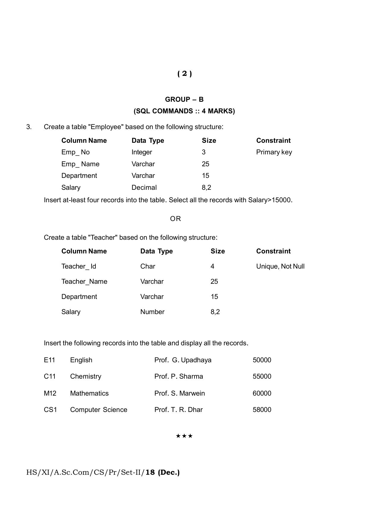 Meghalaya Board (MBOSE) Class 11 Computer_Science__Inctruction___Practical_ 2019 Question Paper - Page 6
