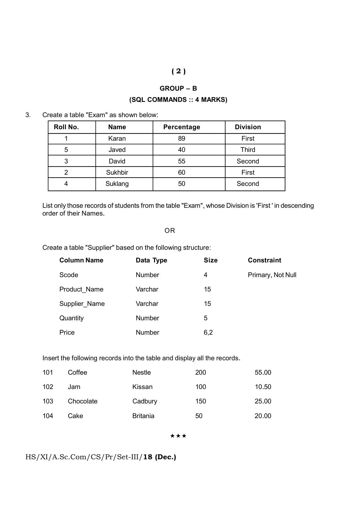 Meghalaya Board (MBOSE) Class 11 Computer_Science__Inctruction___Practical_ 2019 Question Paper - Page 8