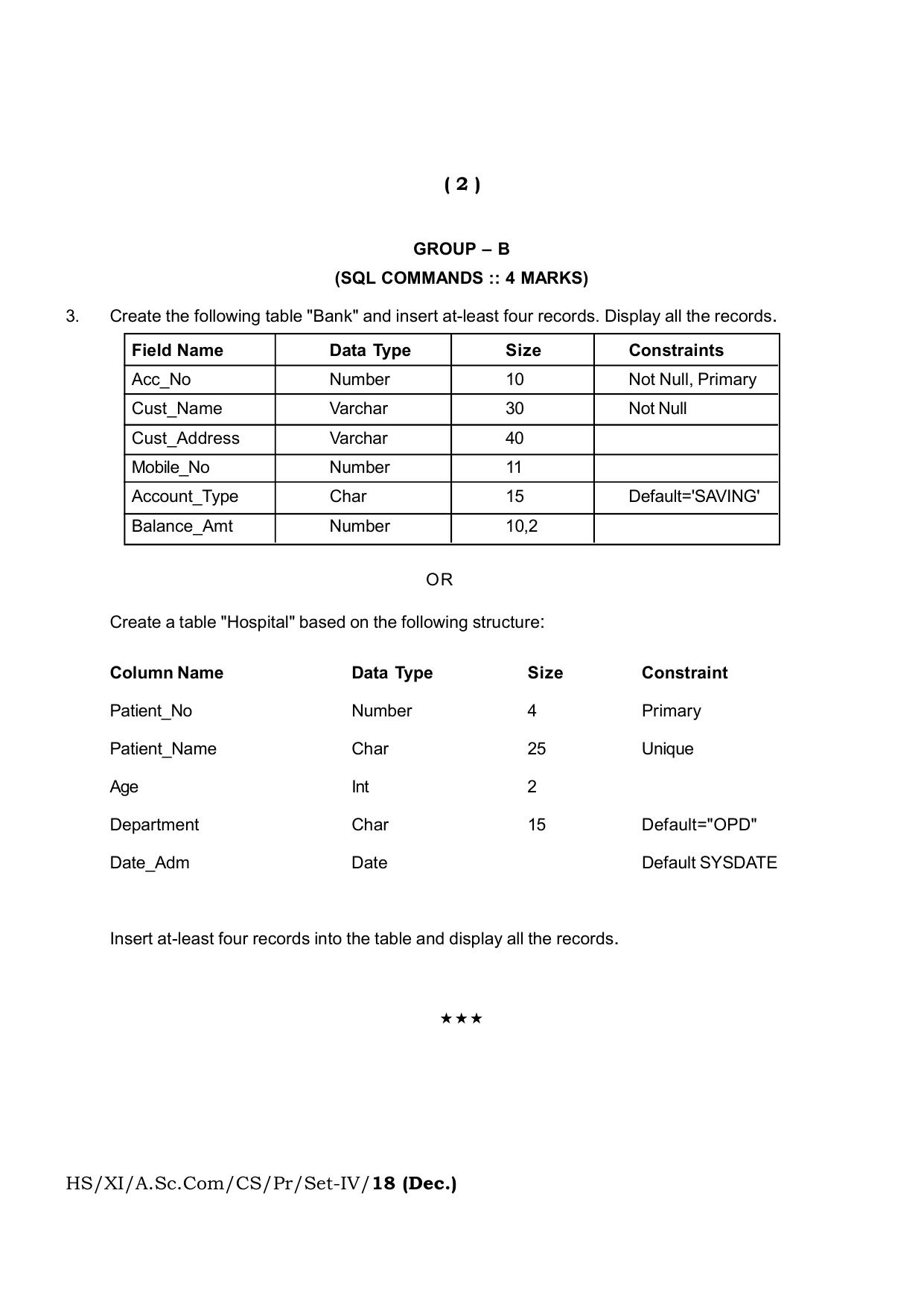 Meghalaya Board (MBOSE) Class 11 Computer_Science__Inctruction___Practical_ 2019 Question Paper - Page 10