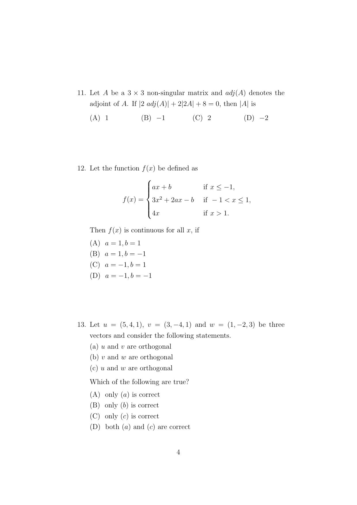 ISI Admission Test PG Diploma in Applied Statistics (online) (DST) 2024 Sample Paper - Page 4