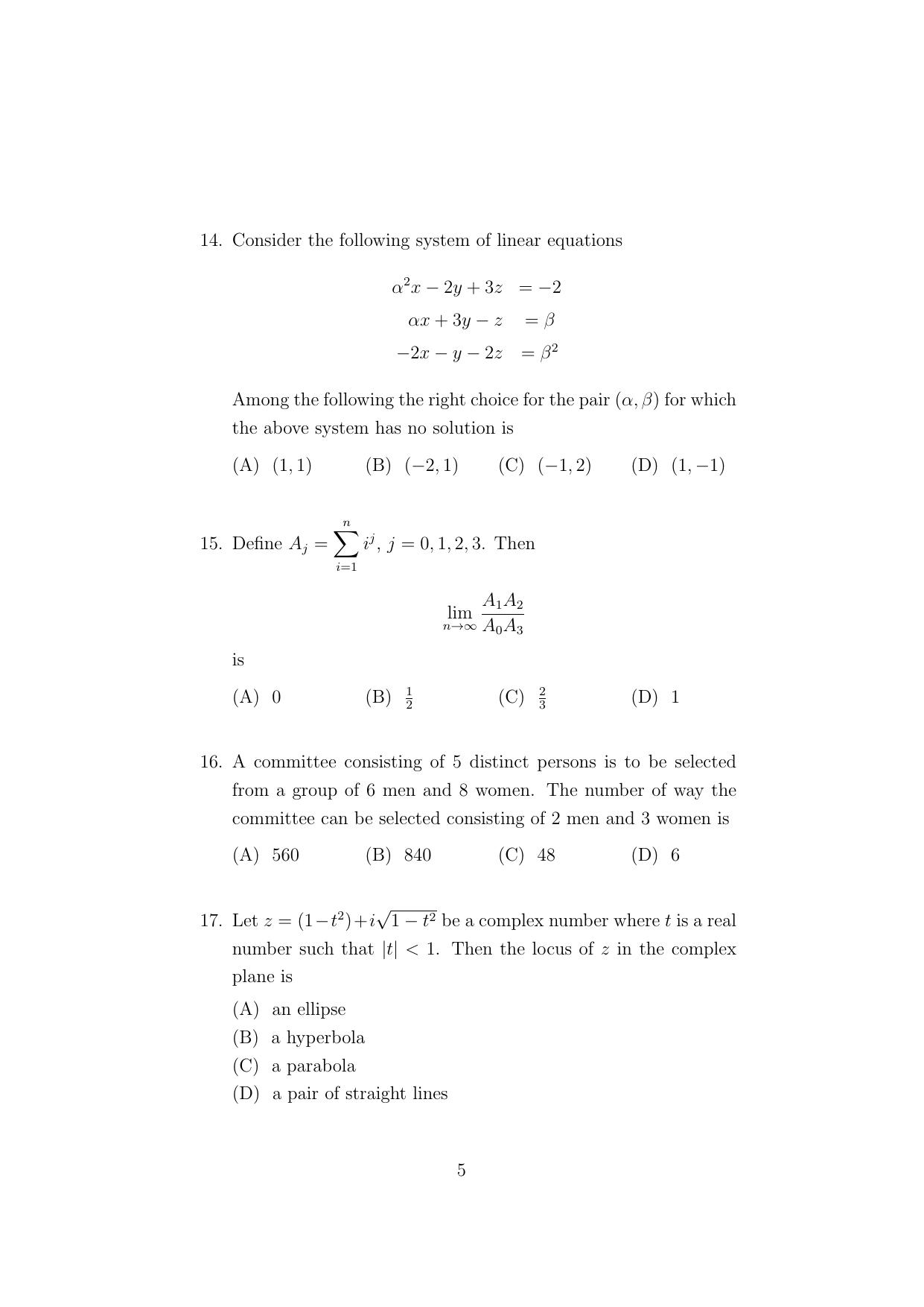 ISI Admission Test PG Diploma in Applied Statistics (online) (DST) 2024 Sample Paper - Page 5