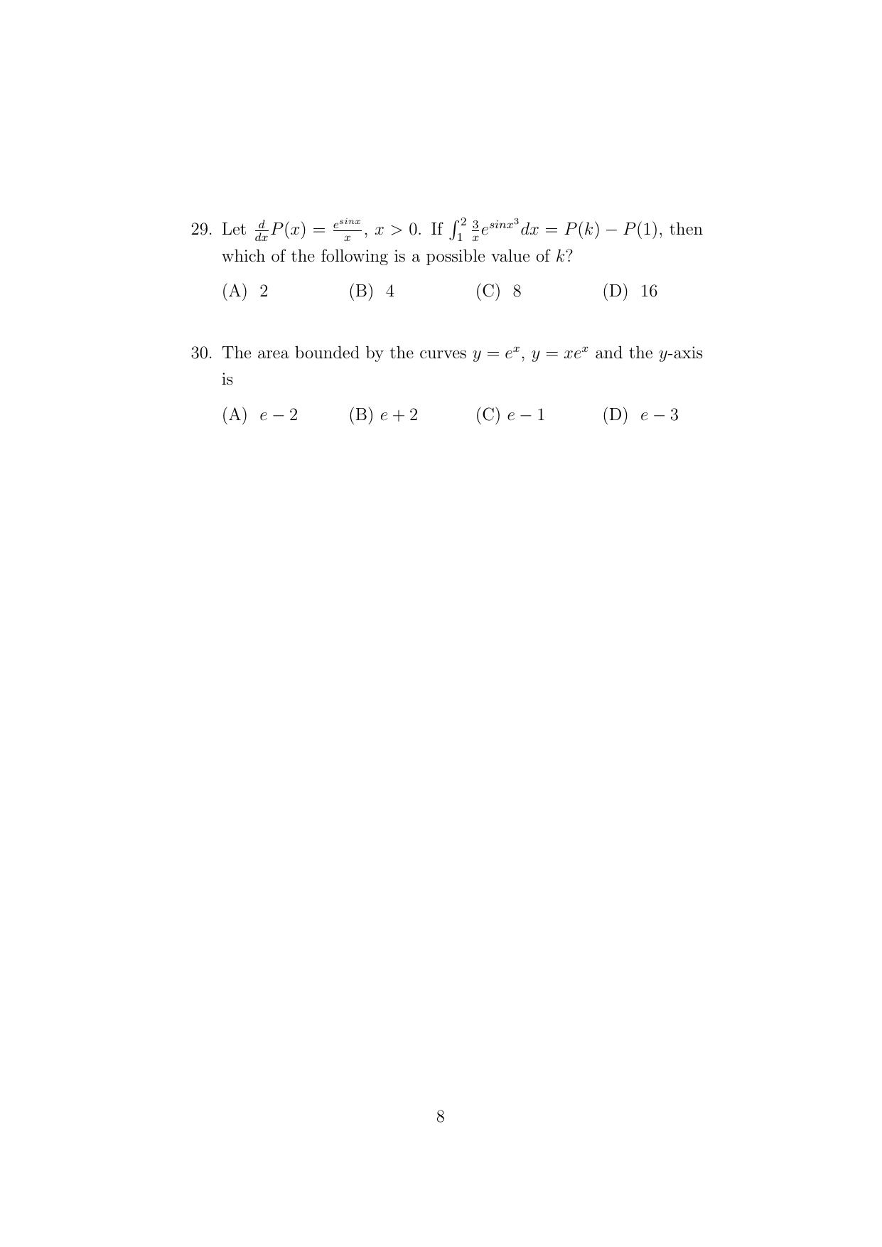 ISI Admission Test PG Diploma in Applied Statistics (online) (DST) 2024 Sample Paper - Page 8