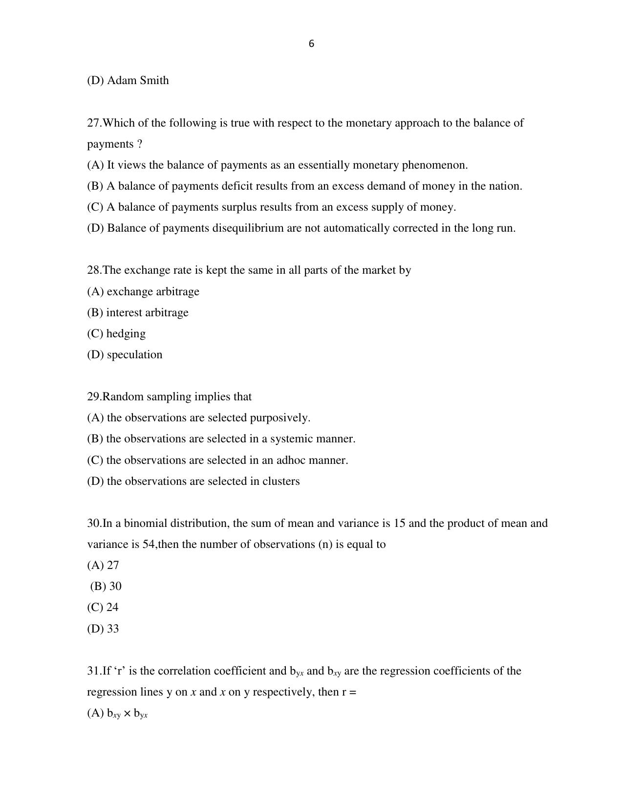 Odisha CPET 2021 ECONOMICS Question Paper - Page 6