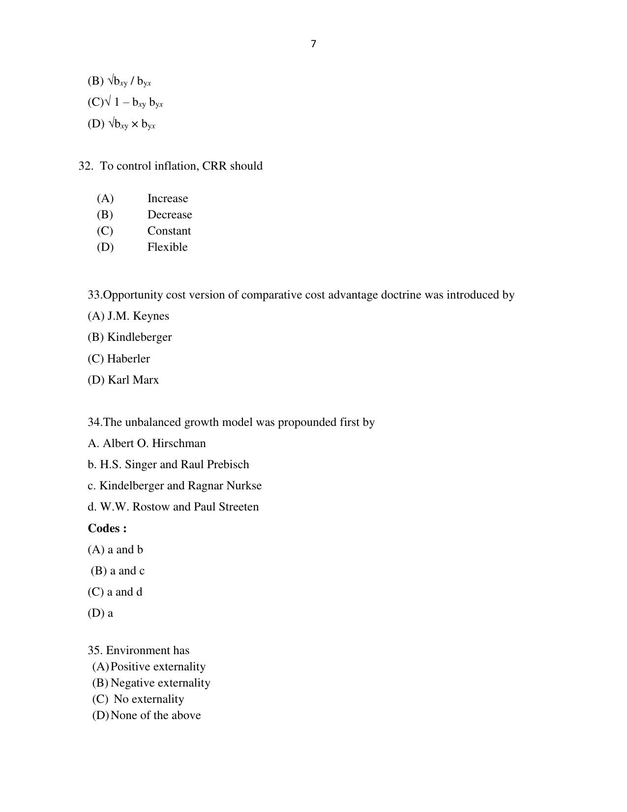 Odisha CPET 2021 ECONOMICS Question Paper - Page 7