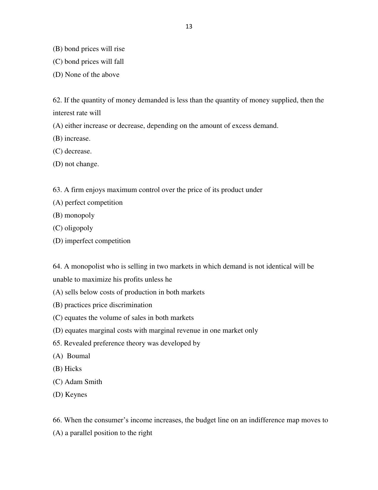 Odisha CPET 2021 ECONOMICS Question Paper - Page 13