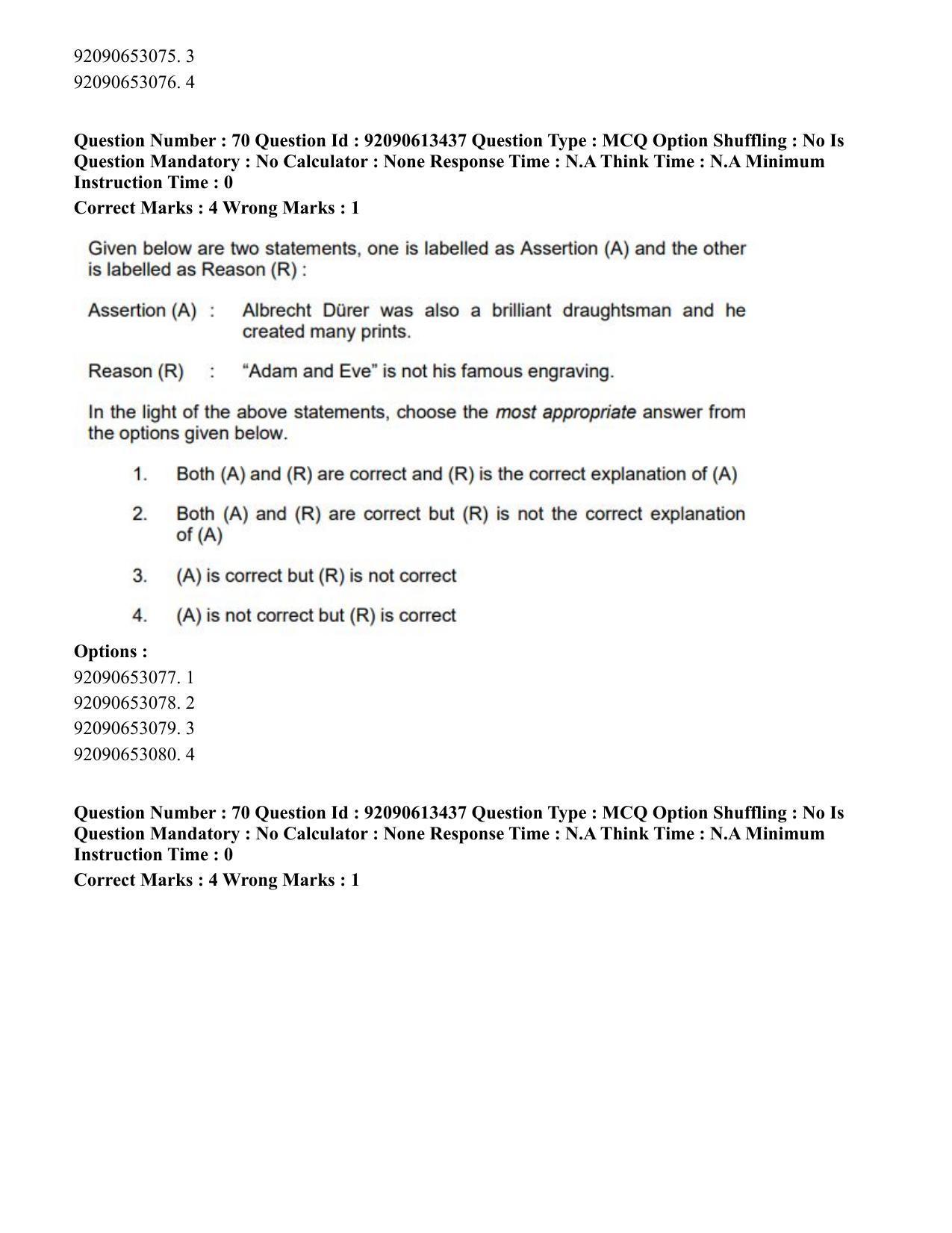 CUET PG 2023: HUQP07 – Fine Arts Hindi-Shift 1 (12-06-2023) Question Paper - Page 65
