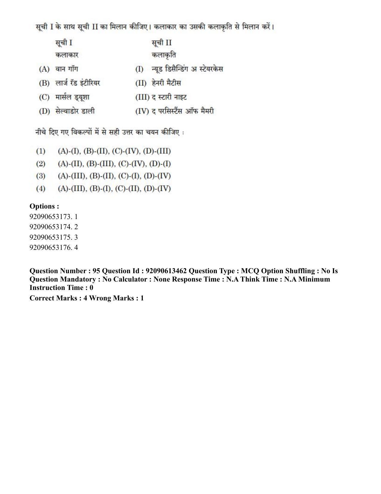 CUET PG 2023: HUQP07 – Fine Arts Hindi-Shift 1 (12-06-2023) Question Paper - Page 99
