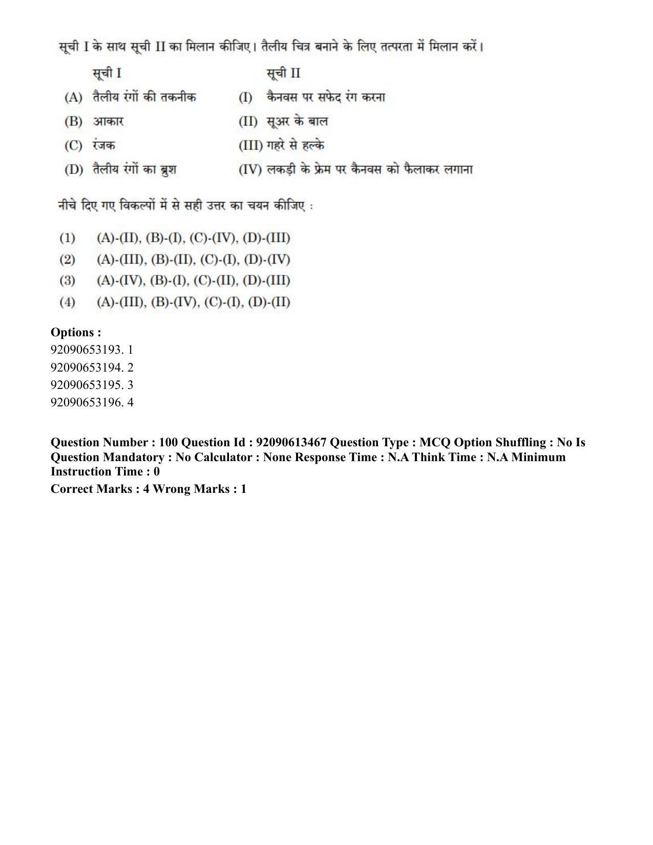 CUET PG 2023: HUQP07 – Fine Arts Hindi-Shift 1 (12-06-2023) Question Paper - Page 109