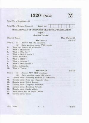 AP Inter 2nd Year Fundamentals of Computer Graphics and Animation-II May-2019-Vocational Question Paper