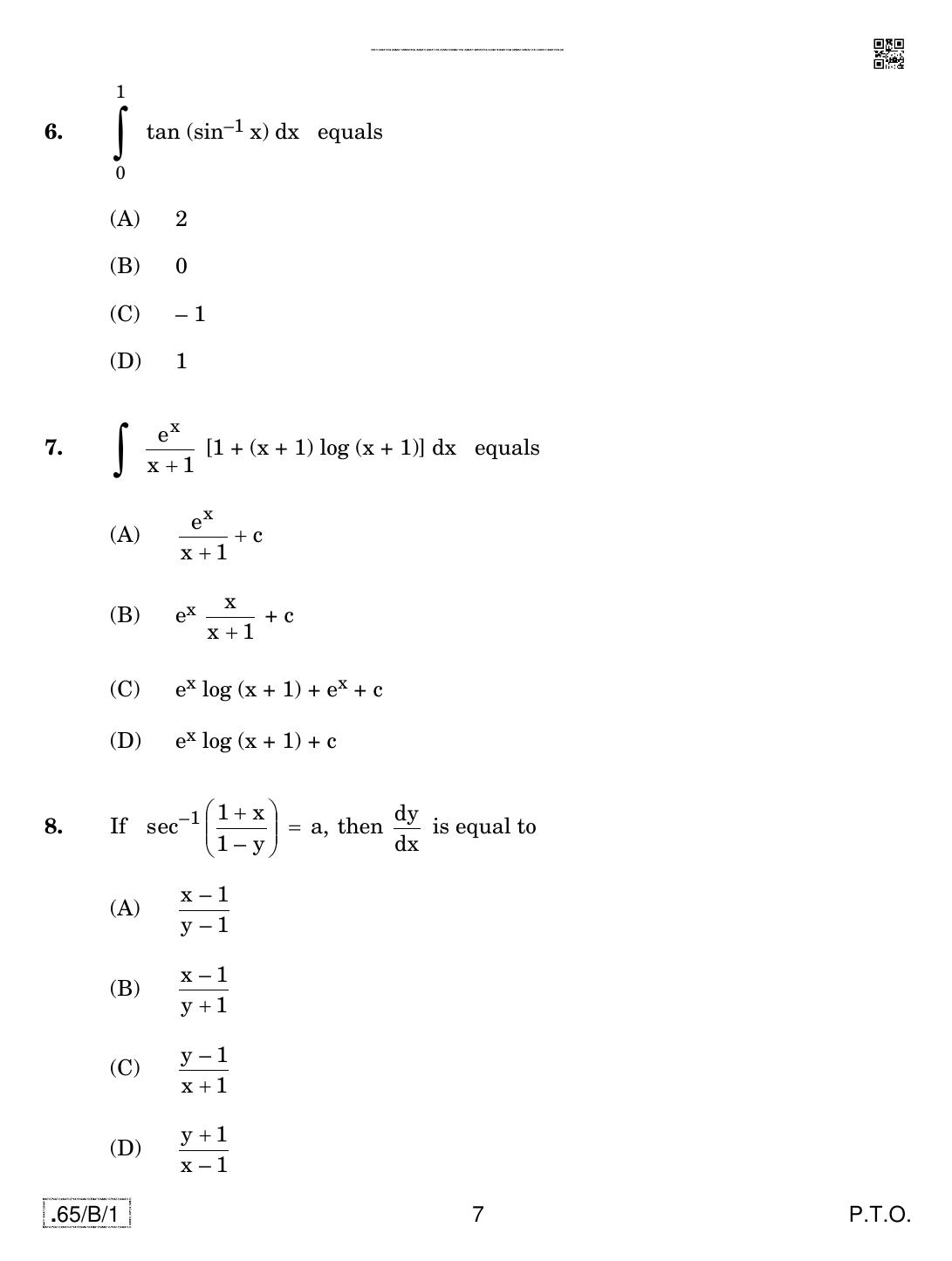 CBSE Class 12 65-C-1 - Mathematics 2020 Compartment Question Paper - Page 7