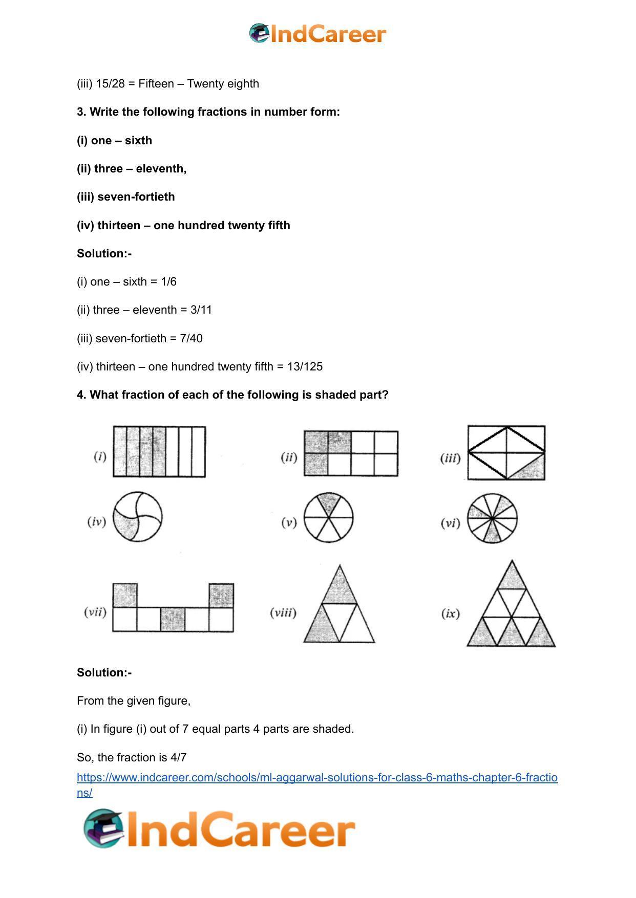 ML Aggarwal Solutions for Class 6 Maths Chapter 6- Fractions - Page 3