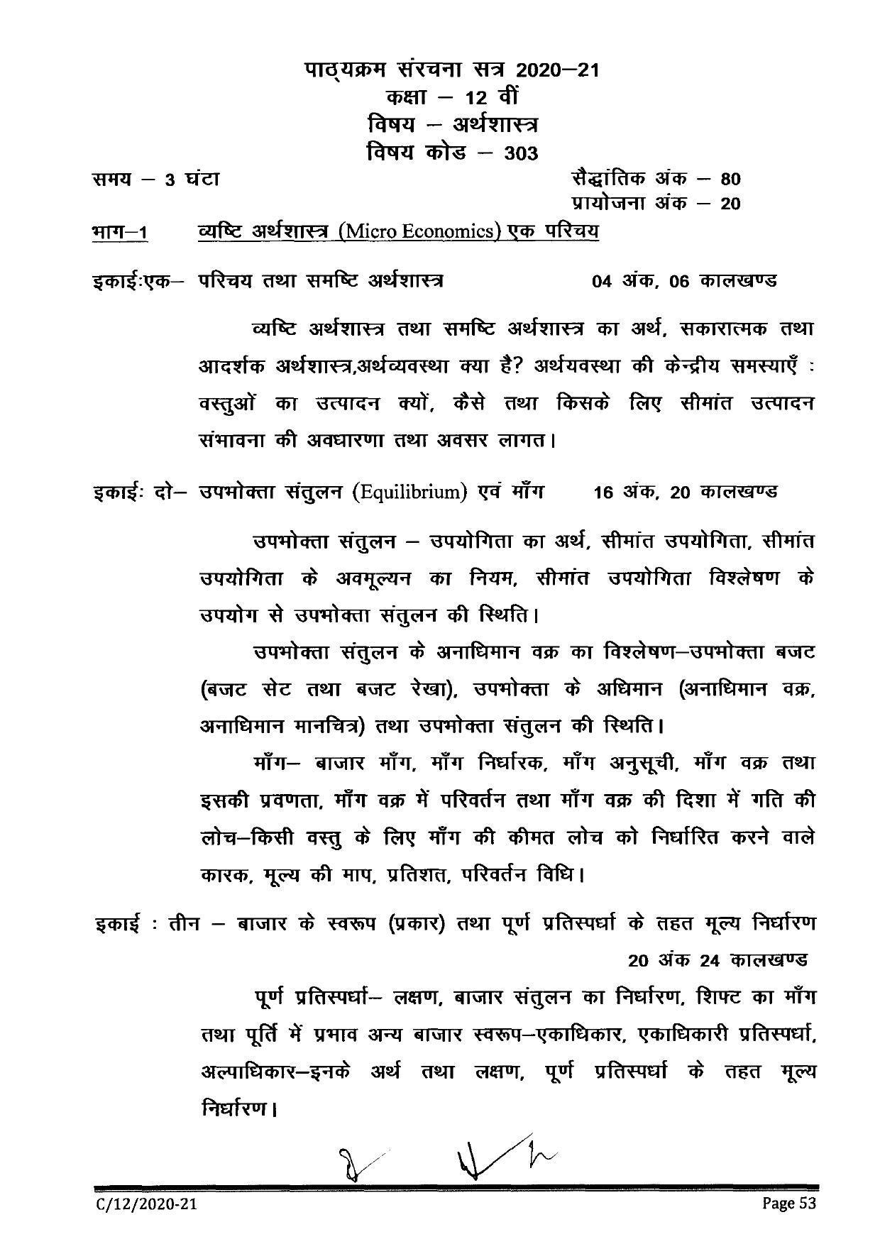 Cgbse class 12th syllabus 2021 2022 economics indcareer docs