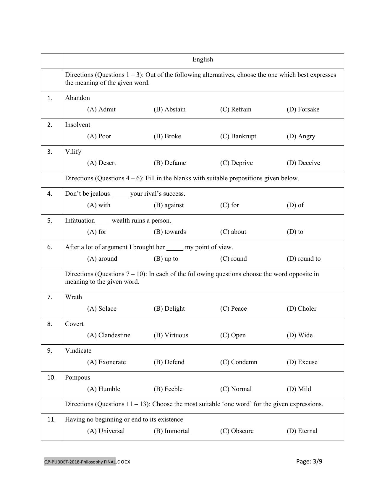 PUBDET 2018 Philosophy Question Papers - Page 3