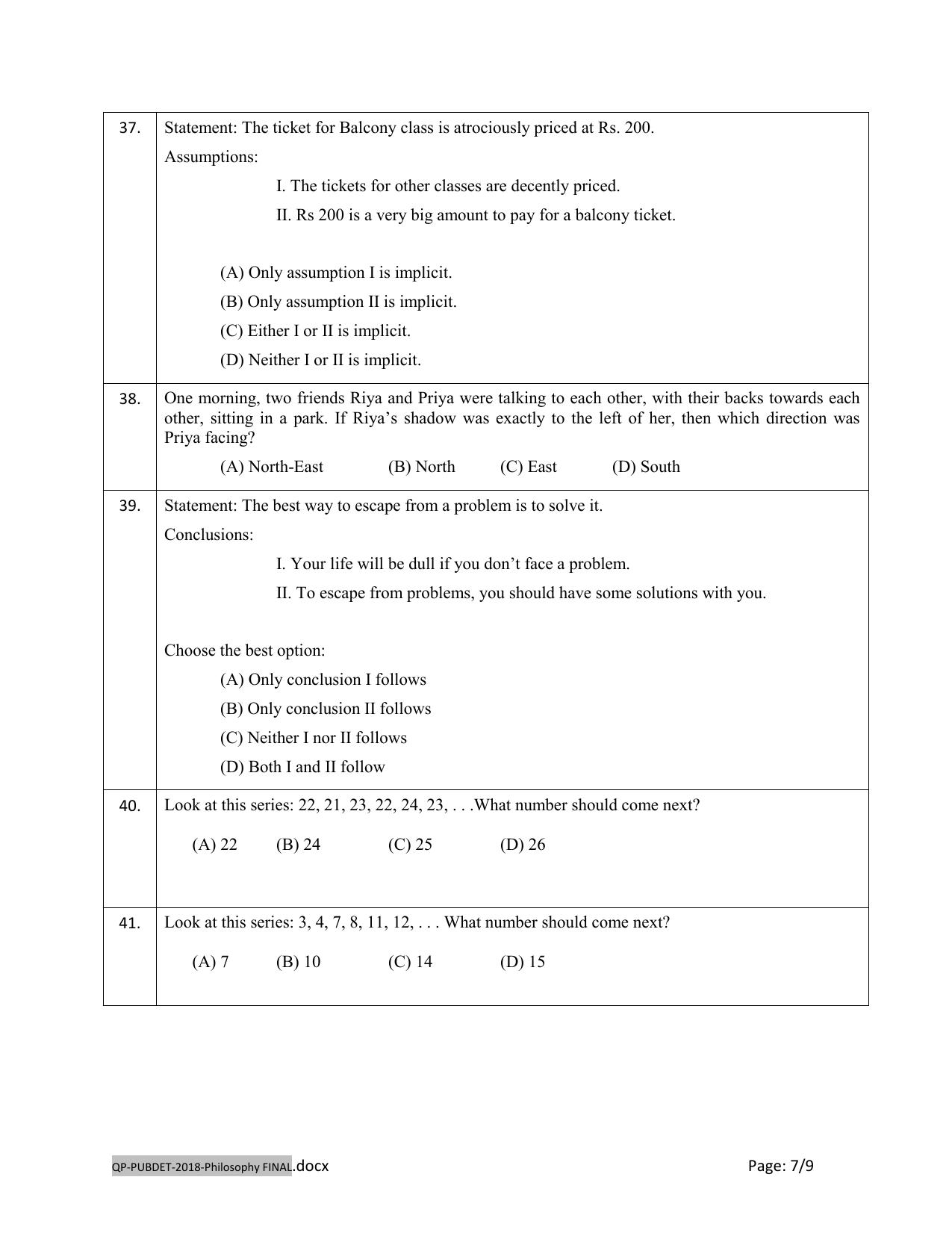PUBDET 2018 Philosophy Question Papers - Page 7