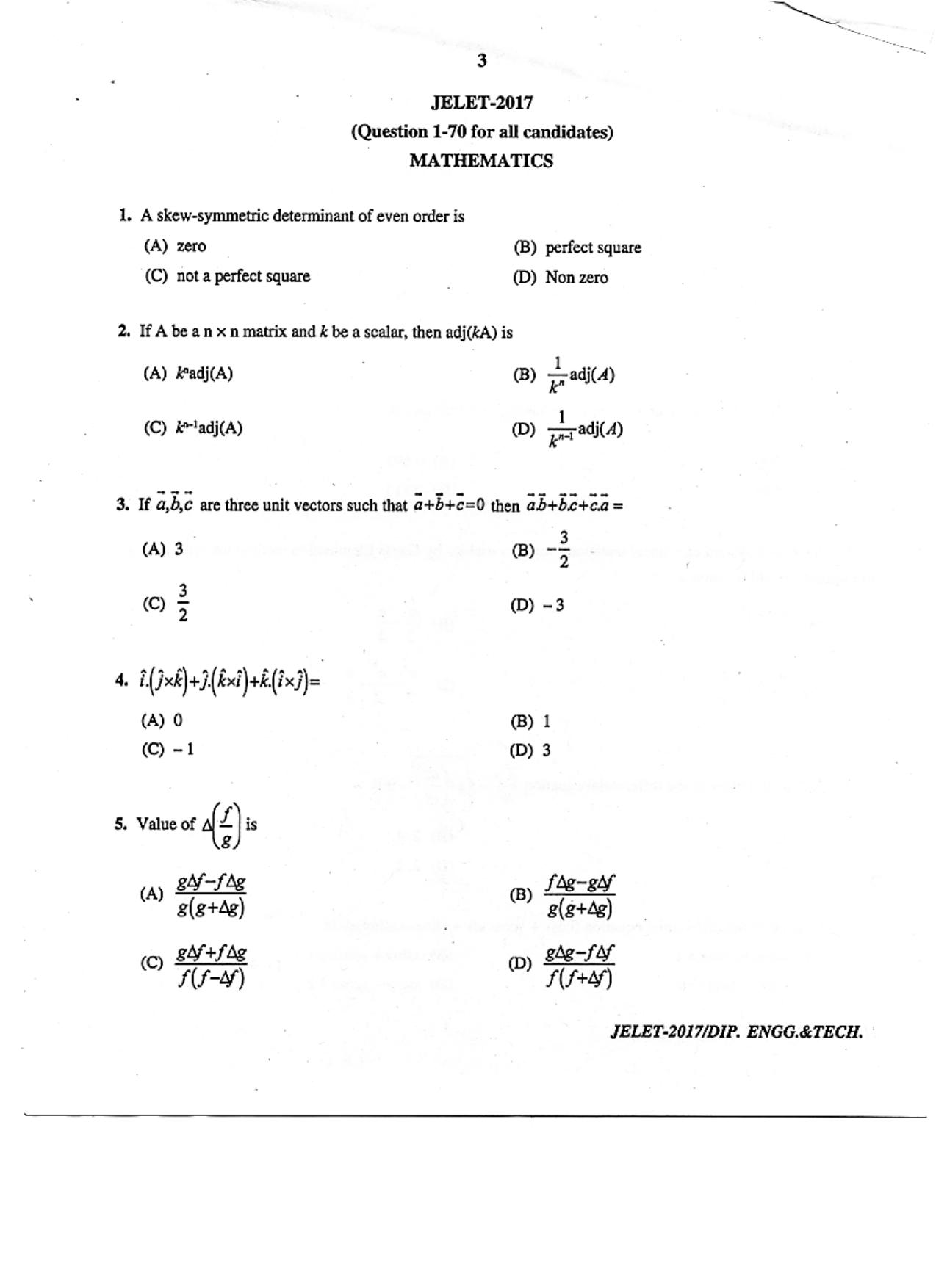 WBJEE  JELET 2017 ( Engg. & Tech. ) - Page 3