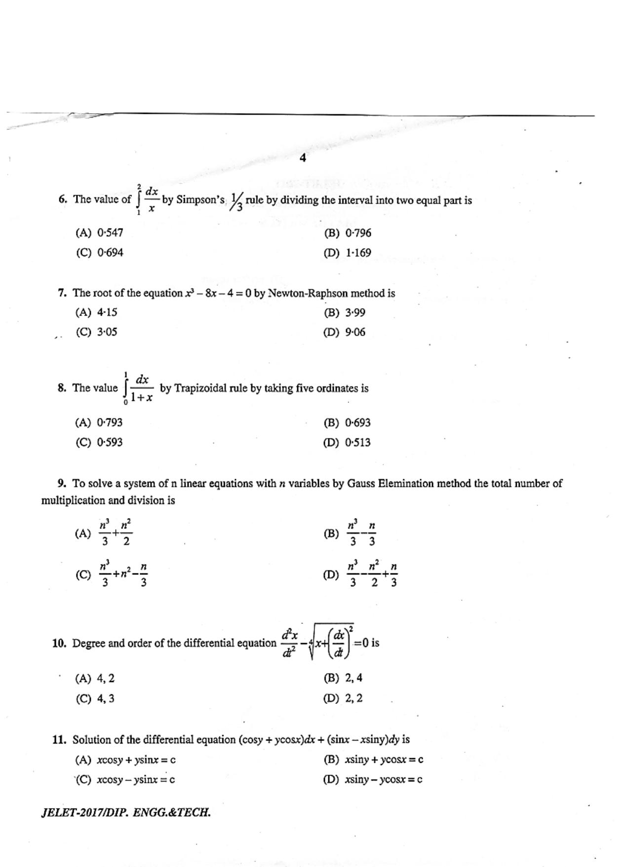 WBJEE  JELET 2017 ( Engg. & Tech. ) - Page 4