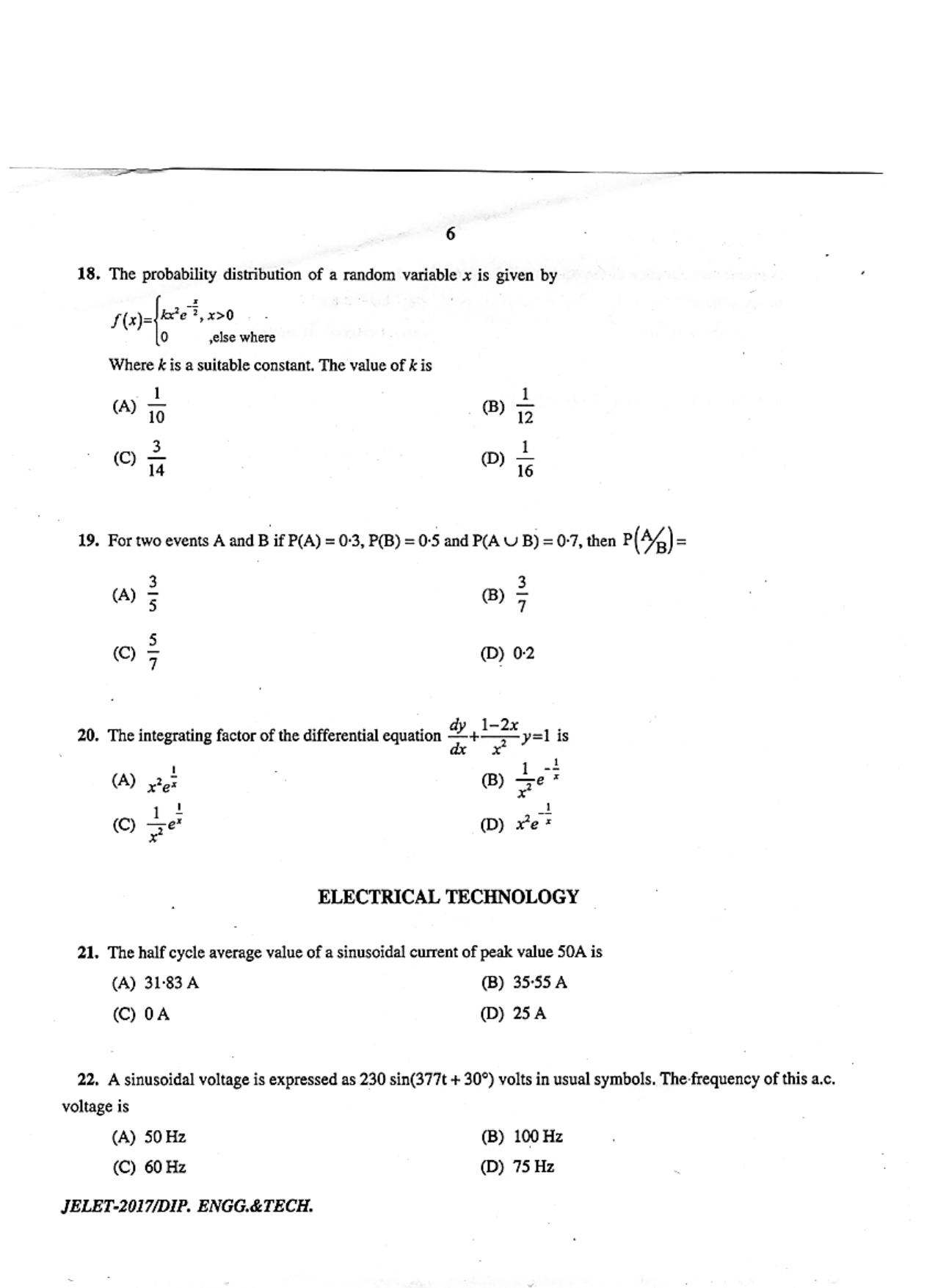 WBJEE  JELET 2017 ( Engg. & Tech. ) - Page 6