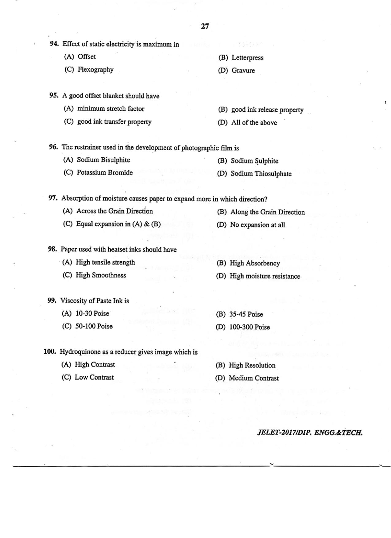 WBJEE  JELET 2017 ( Engg. & Tech. ) - Page 27