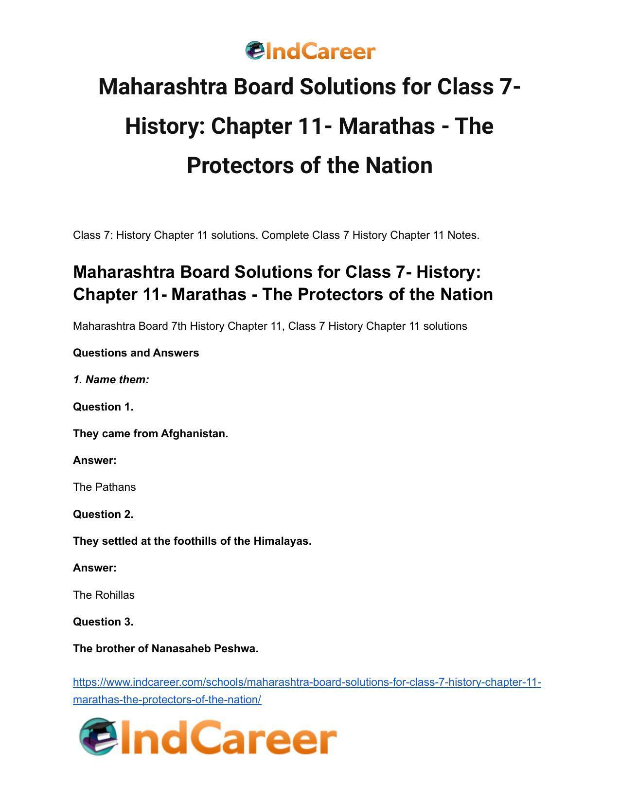 Maharashtra Board Solutions for Class 7- History: Chapter 11- Marathas - The Protectors of the Nation - Page 2