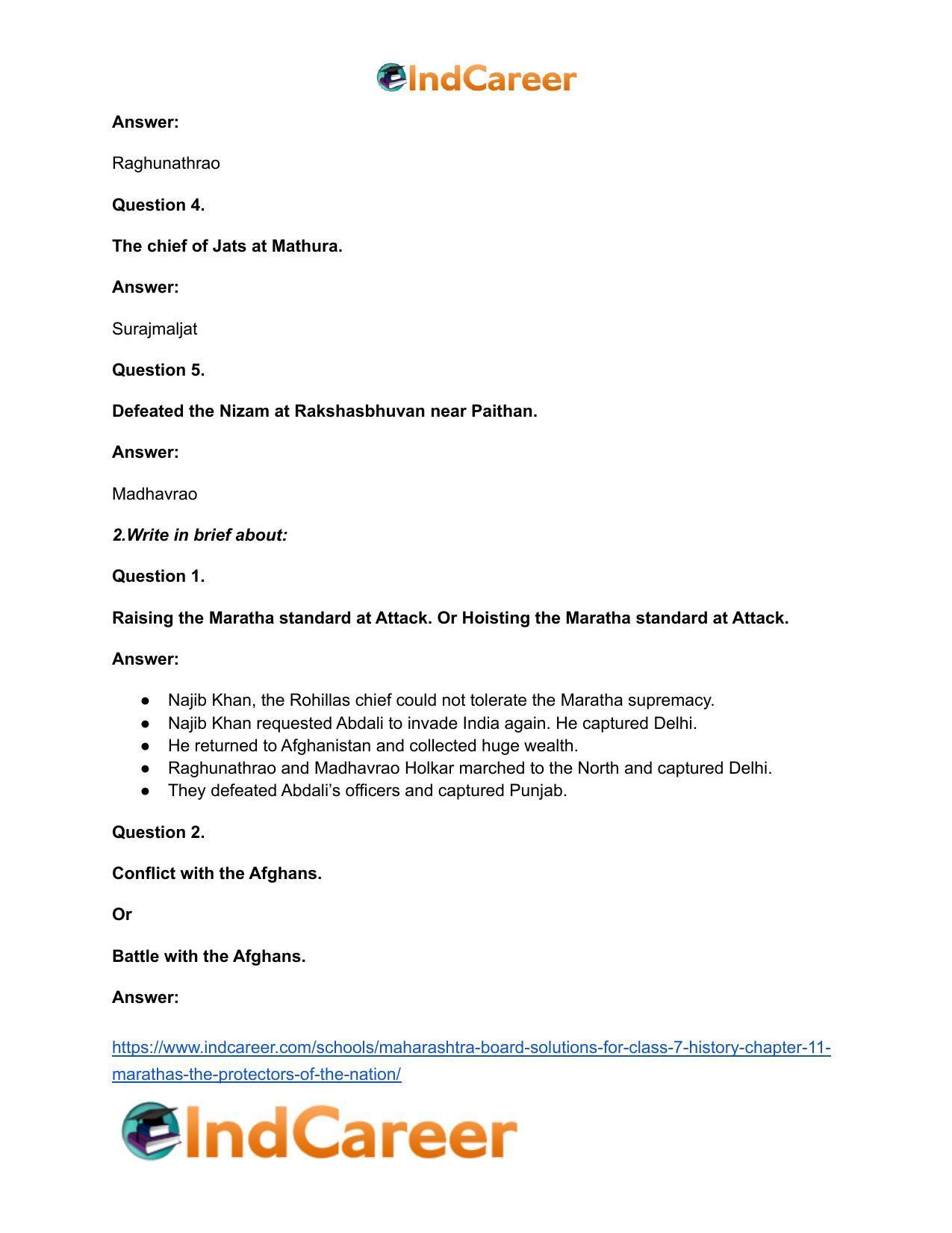 Maharashtra Board Solutions for Class 7- History: Chapter 11- Marathas - The Protectors of the Nation - Page 3
