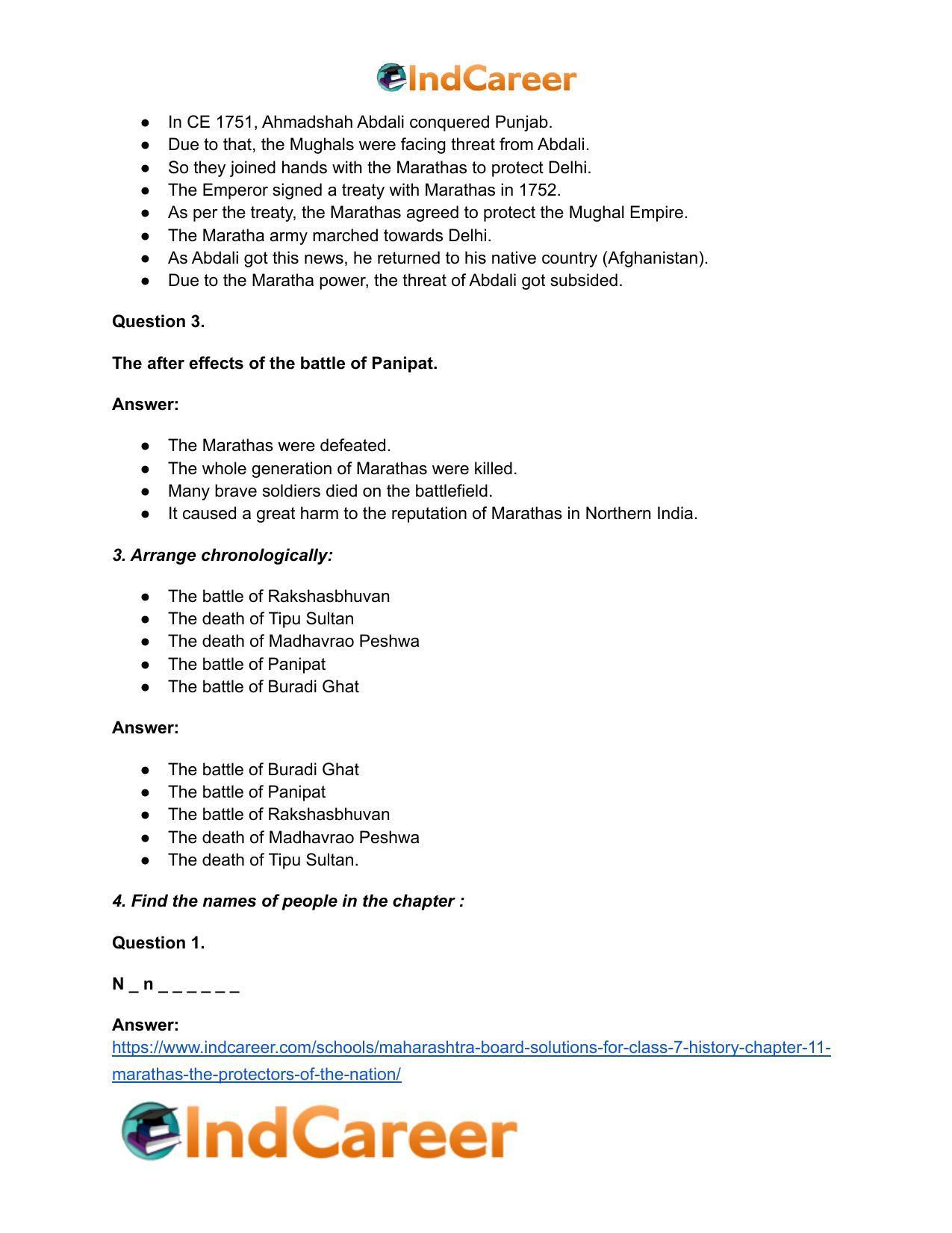 Maharashtra Board Solutions for Class 7- History: Chapter 11- Marathas - The Protectors of the Nation - Page 4