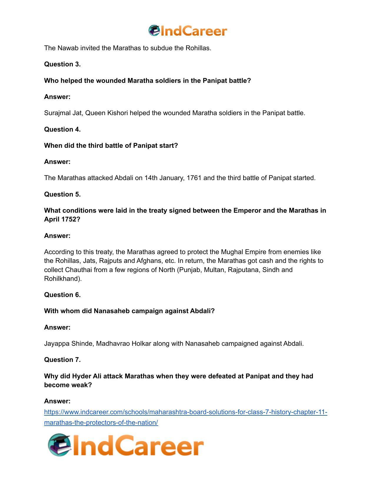 Maharashtra Board Solutions for Class 7- History: Chapter 11- Marathas - The Protectors of the Nation - Page 10