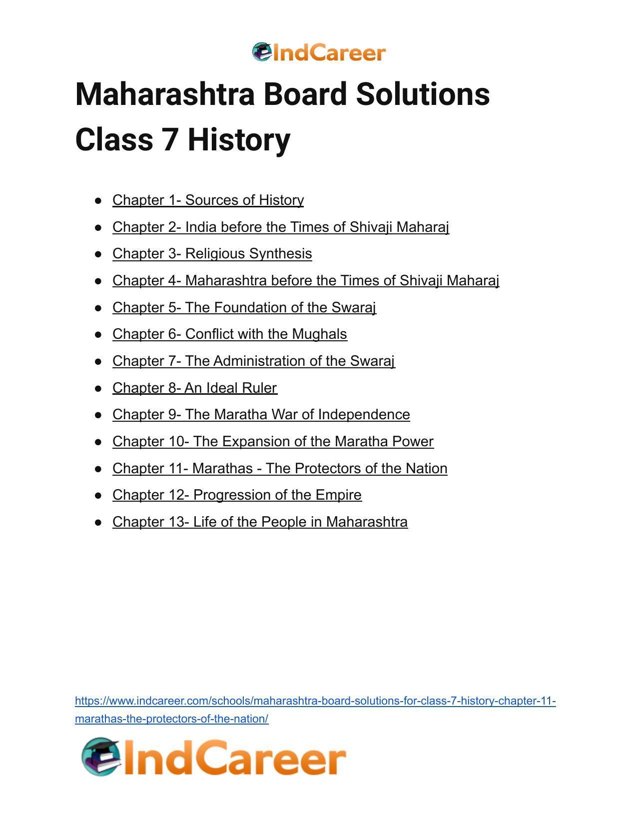 Maharashtra Board Solutions for Class 7- History: Chapter 11- Marathas - The Protectors of the Nation - Page 14