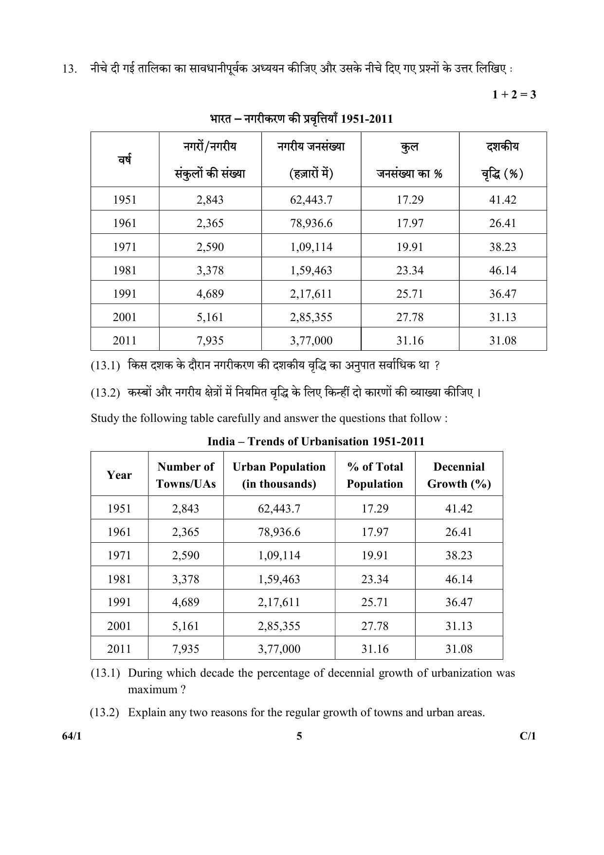 CBSE Class 12 64-1 (Geography) 2018 Compartment Question Paper - Page 5