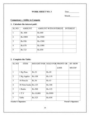 Worksheet for Class 4 Maths The Junk Seller Assignment 1