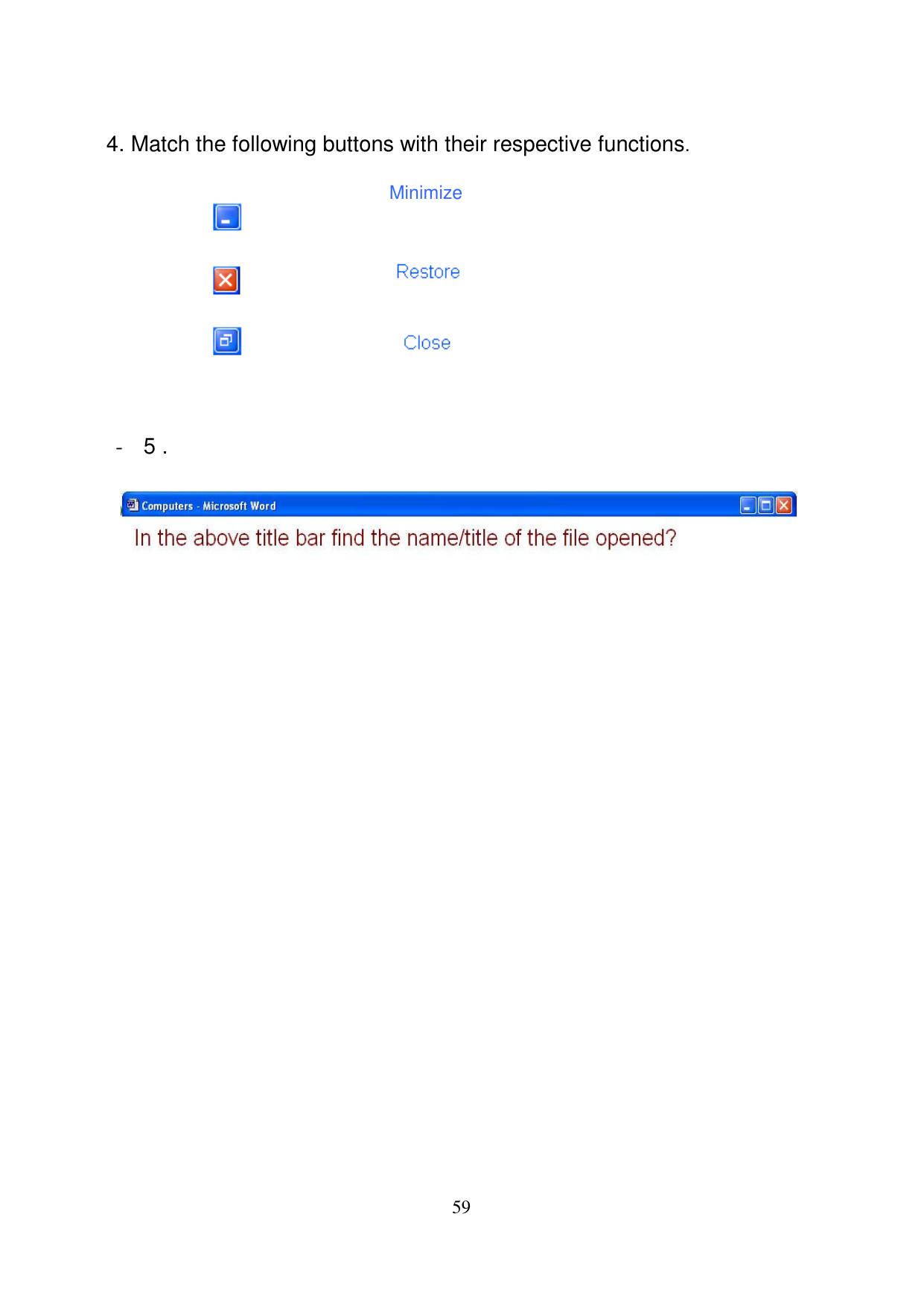 Worksheet for Class 1 Computer Science Elements of a Window Assignment - Page 2