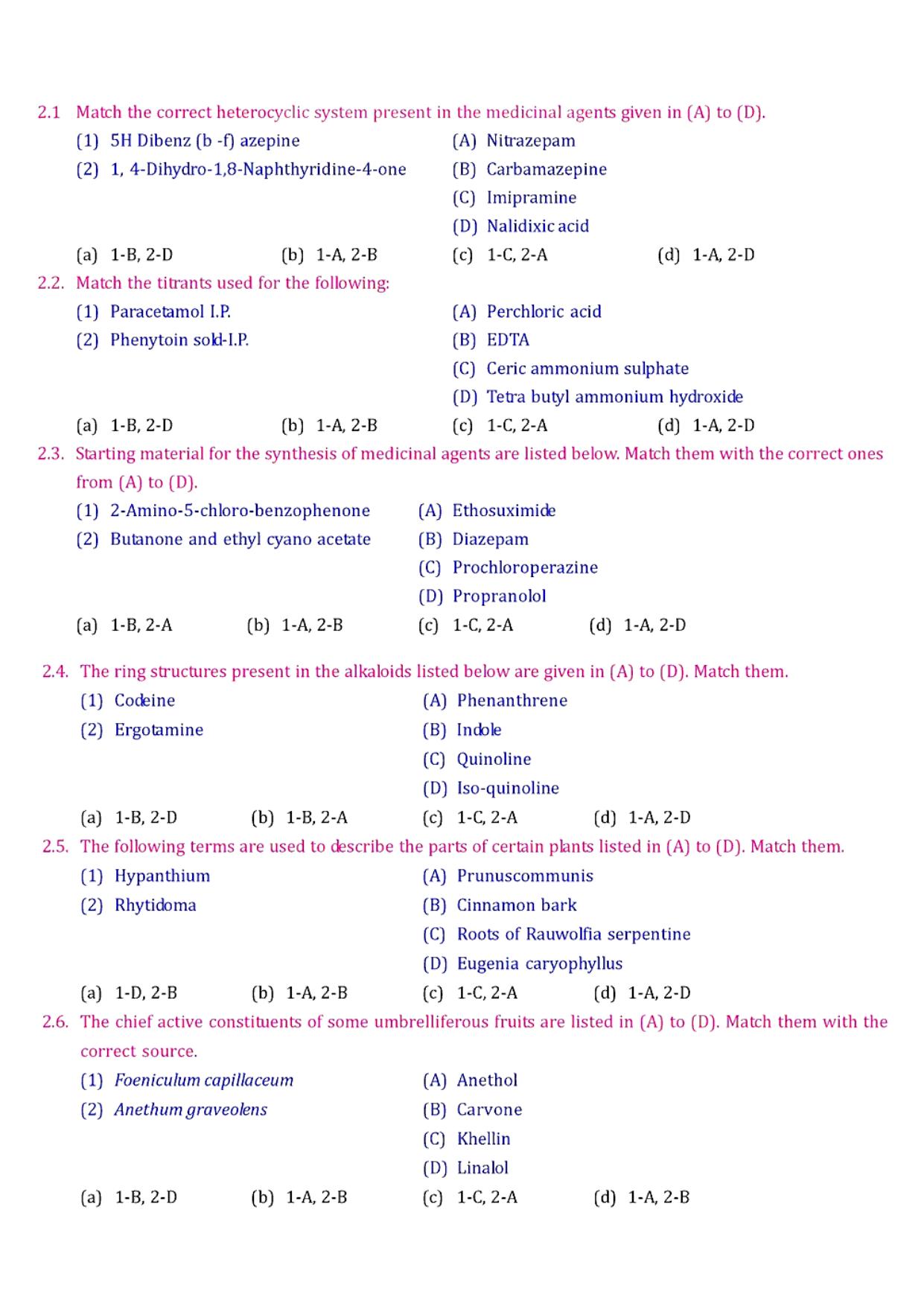 GPAT 1999 Question Paper with Answer Key - Page 4