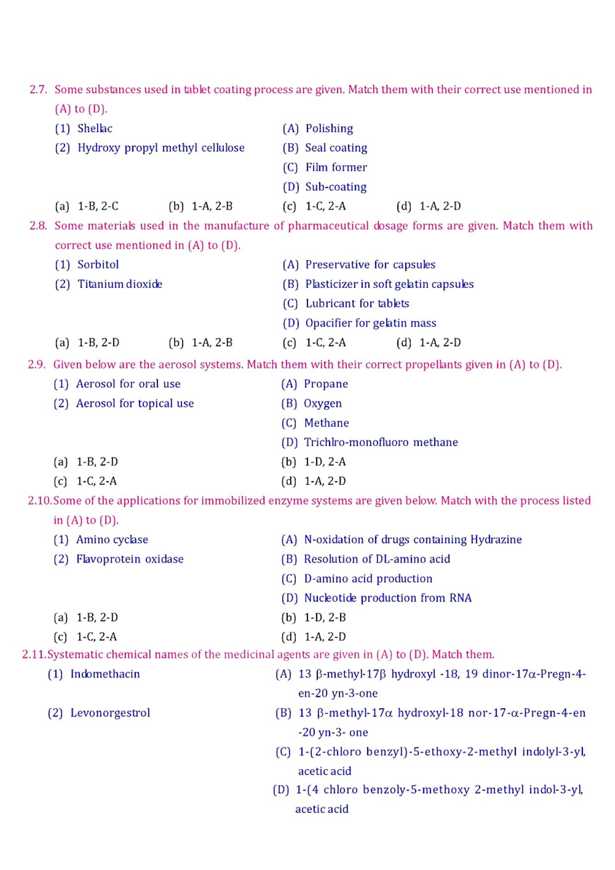 GPAT 1999 Question Paper with Answer Key - Page 5