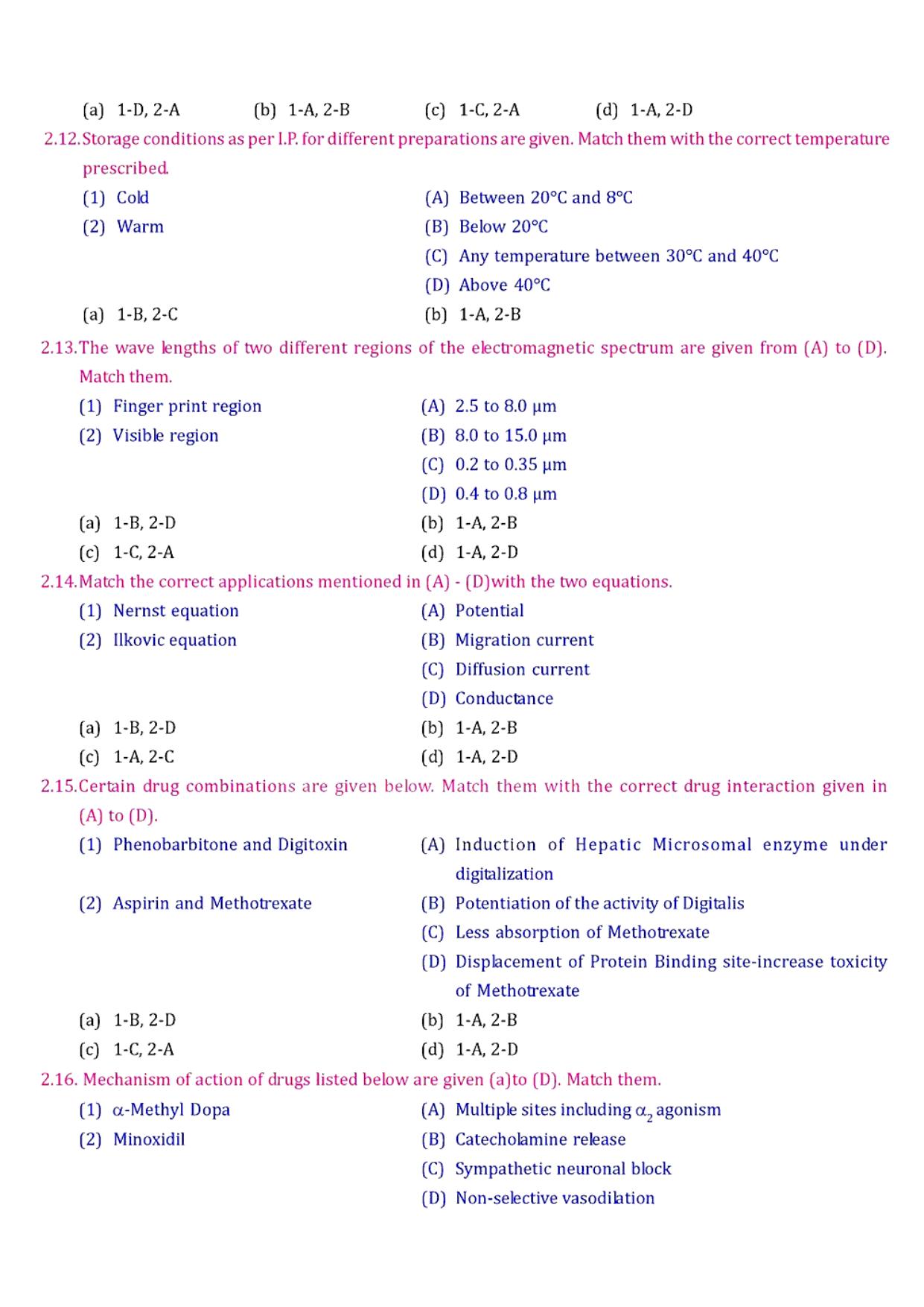 GPAT 1999 Question Paper with Answer Key - Page 6