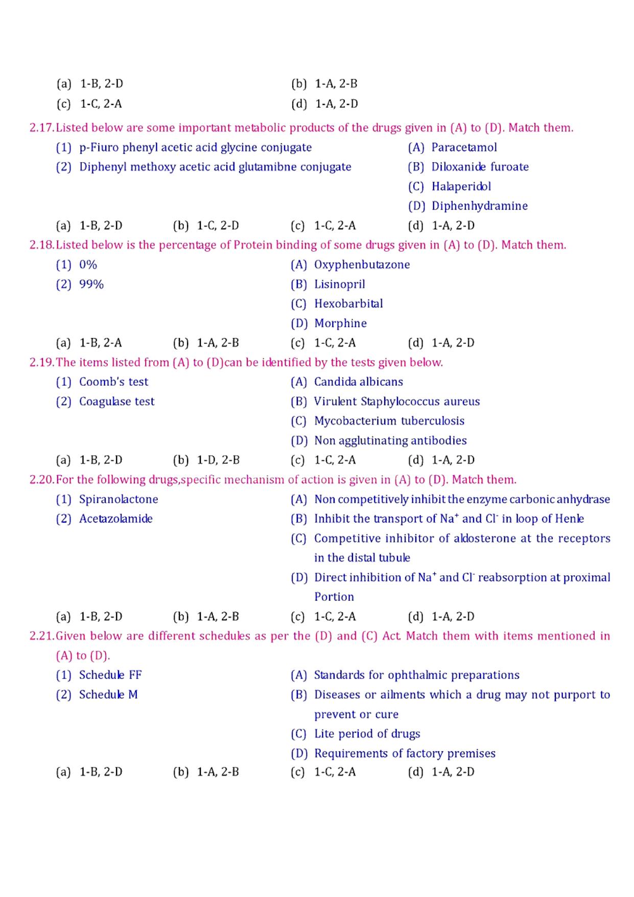 GPAT 1999 Question Paper with Answer Key - Page 7