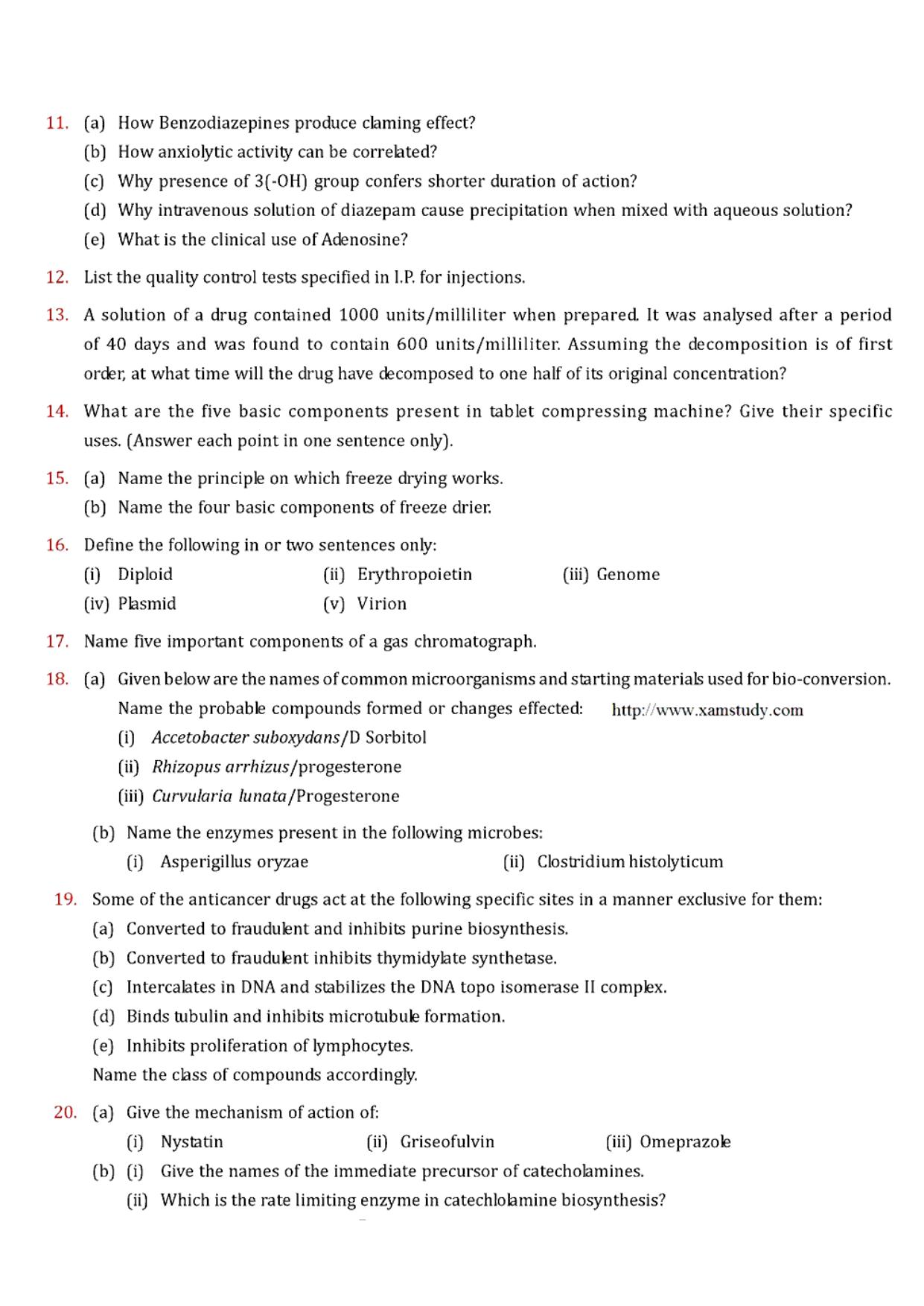 GPAT 1999 Question Paper with Answer Key - Page 10