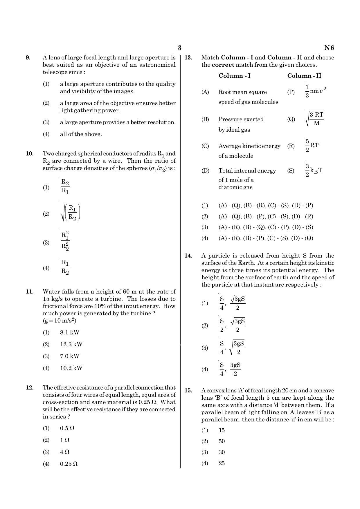 NEET N6 2021 Question Paper - Page 3