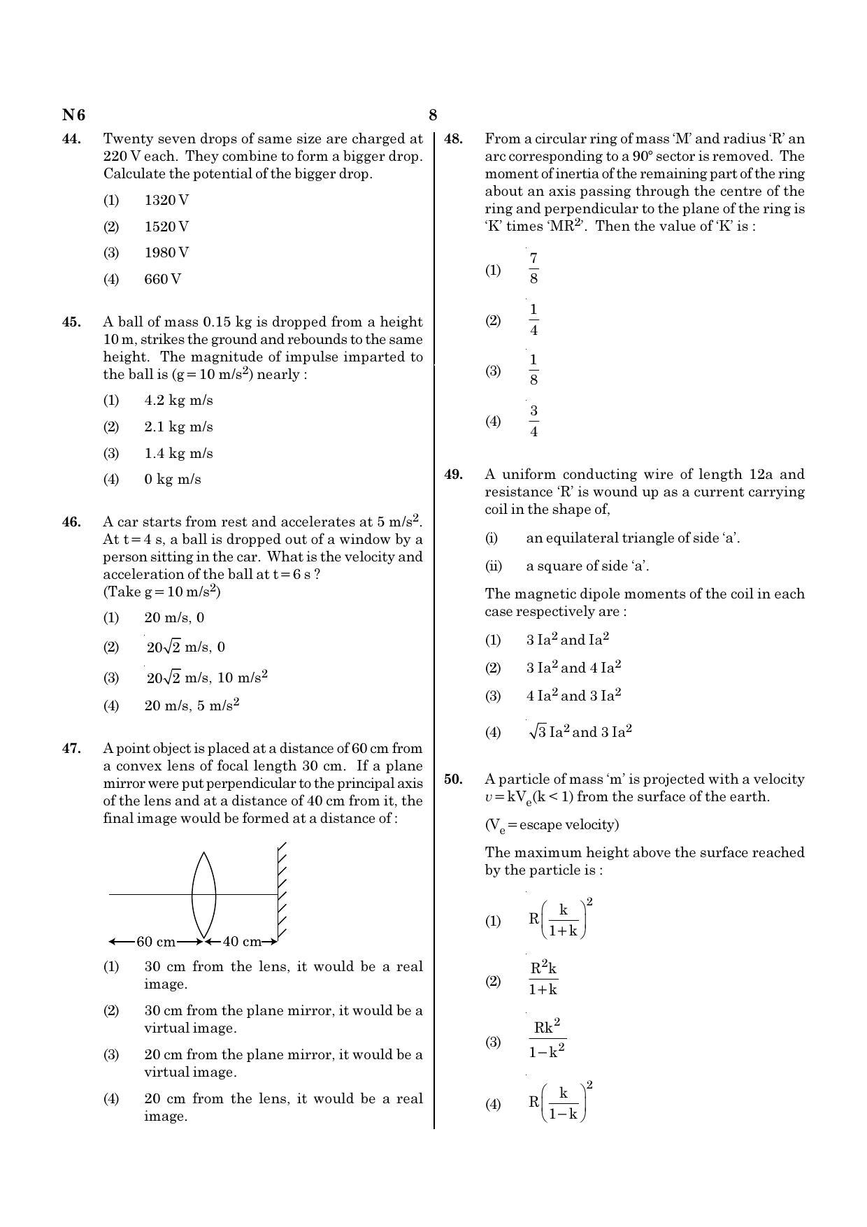NEET N6 2021 Question Paper - Page 8