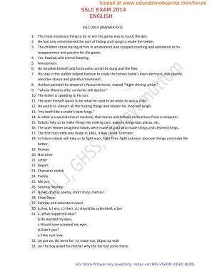 Kerala SSLC 2014 English Answer Key
