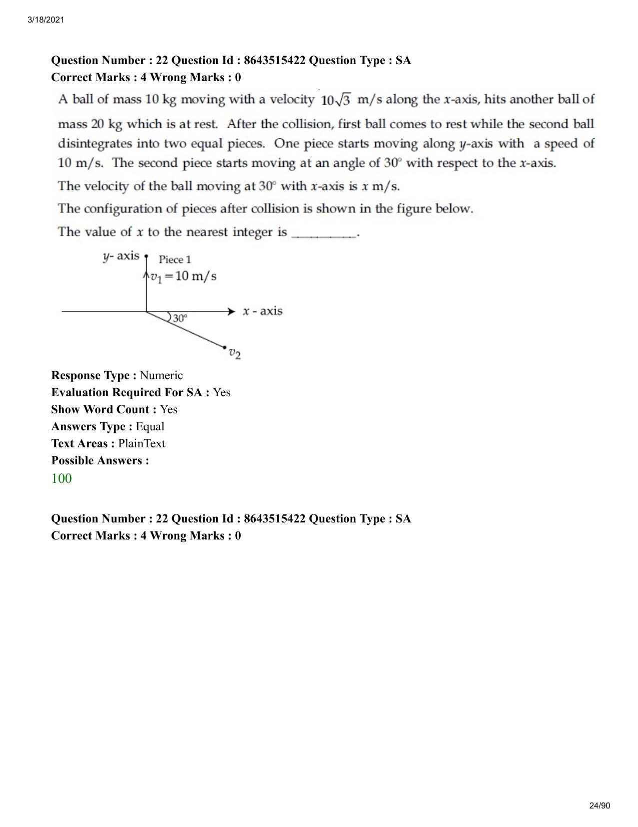 JEE Mains 2021: BTech EG (Shift 1) 18-03-2021 Question Paper - Page 24