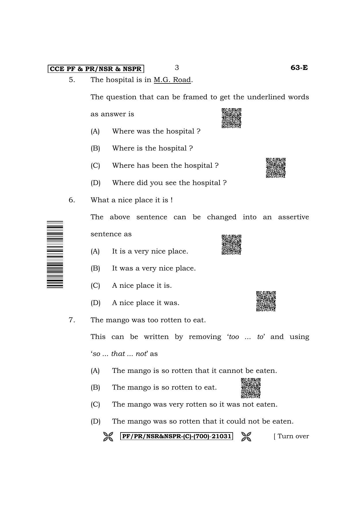 Karnataka SSLC Third Language English Question Paper 2022 (C Version) - Page 3