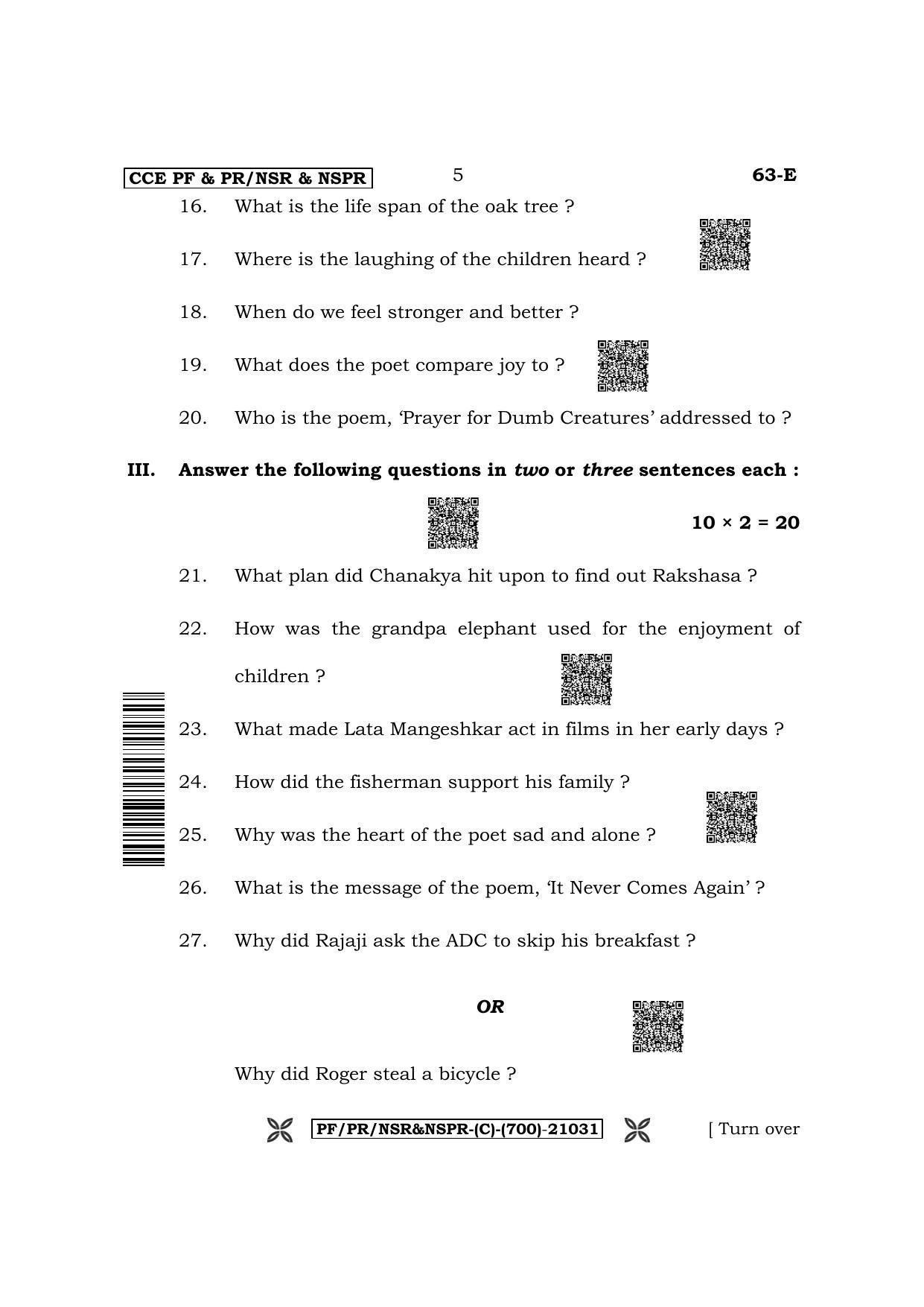 Karnataka SSLC Third Language English Question Paper 2022 (C Version) - Page 5
