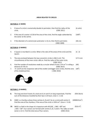 CBSE Worksheets for Class 10 Maths Circles Assignment 7