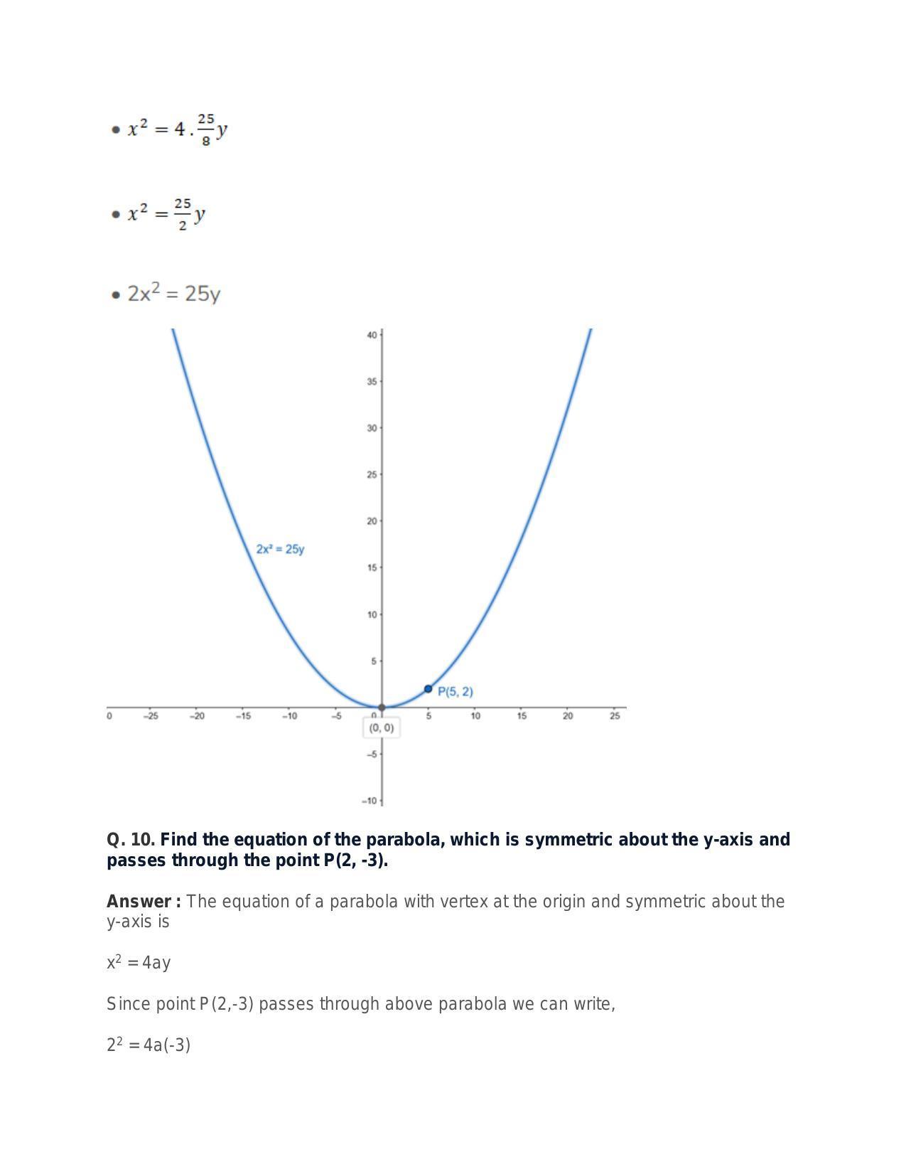 Chapter 22: Parabola: RS Aggarwal Class 11 Solutions - Page 21