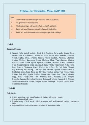 NTA PhD Entrance Exam Hindustani Music Syllabus