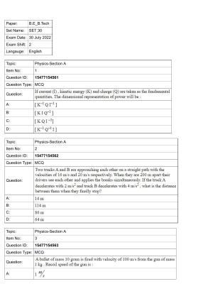JEE Mains 2022: BTech English (Shift 2) 30-07-2022 Question Paper