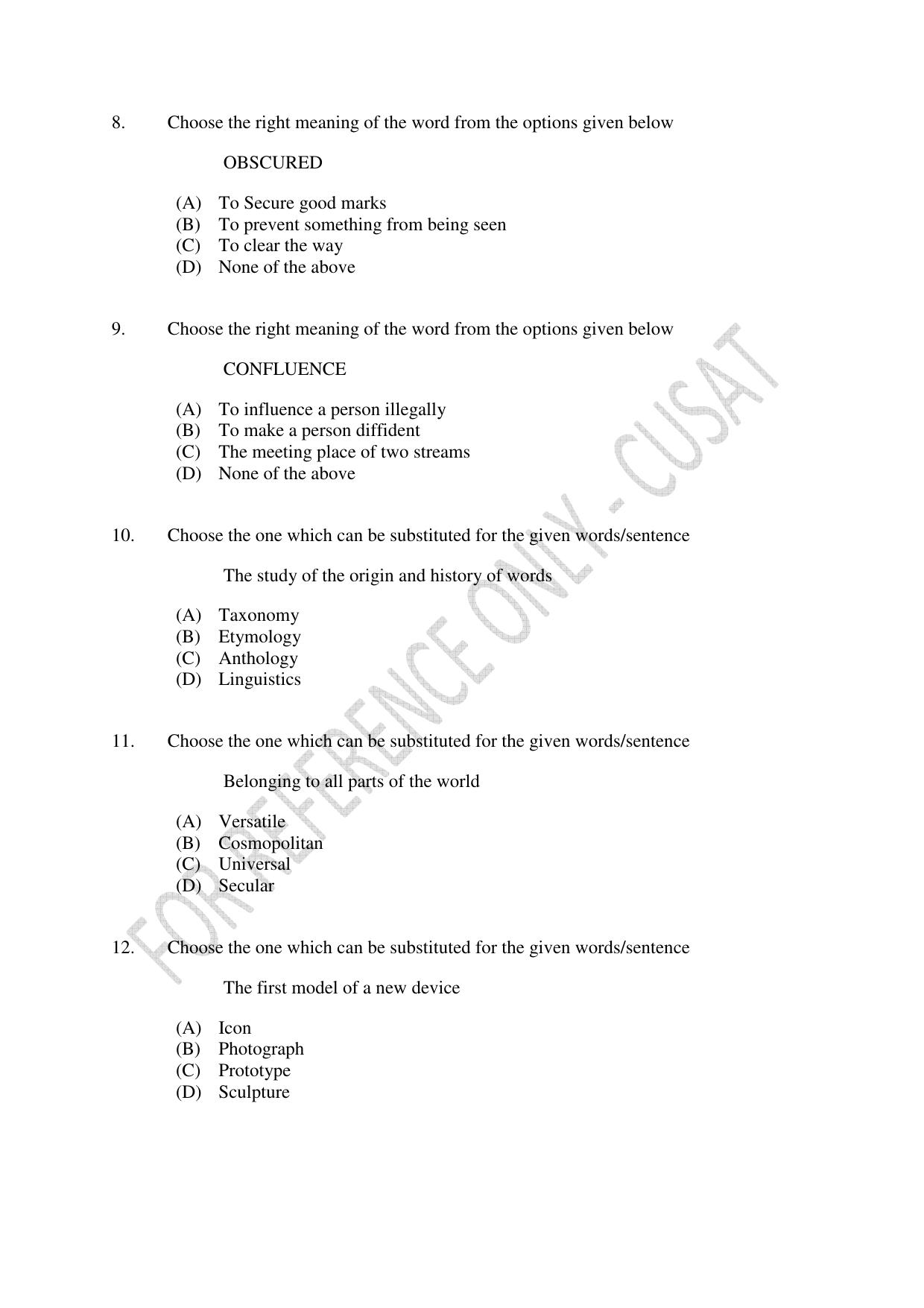 CUSAT CAT 2023 IP IPR PHD Question Paper - Page 3