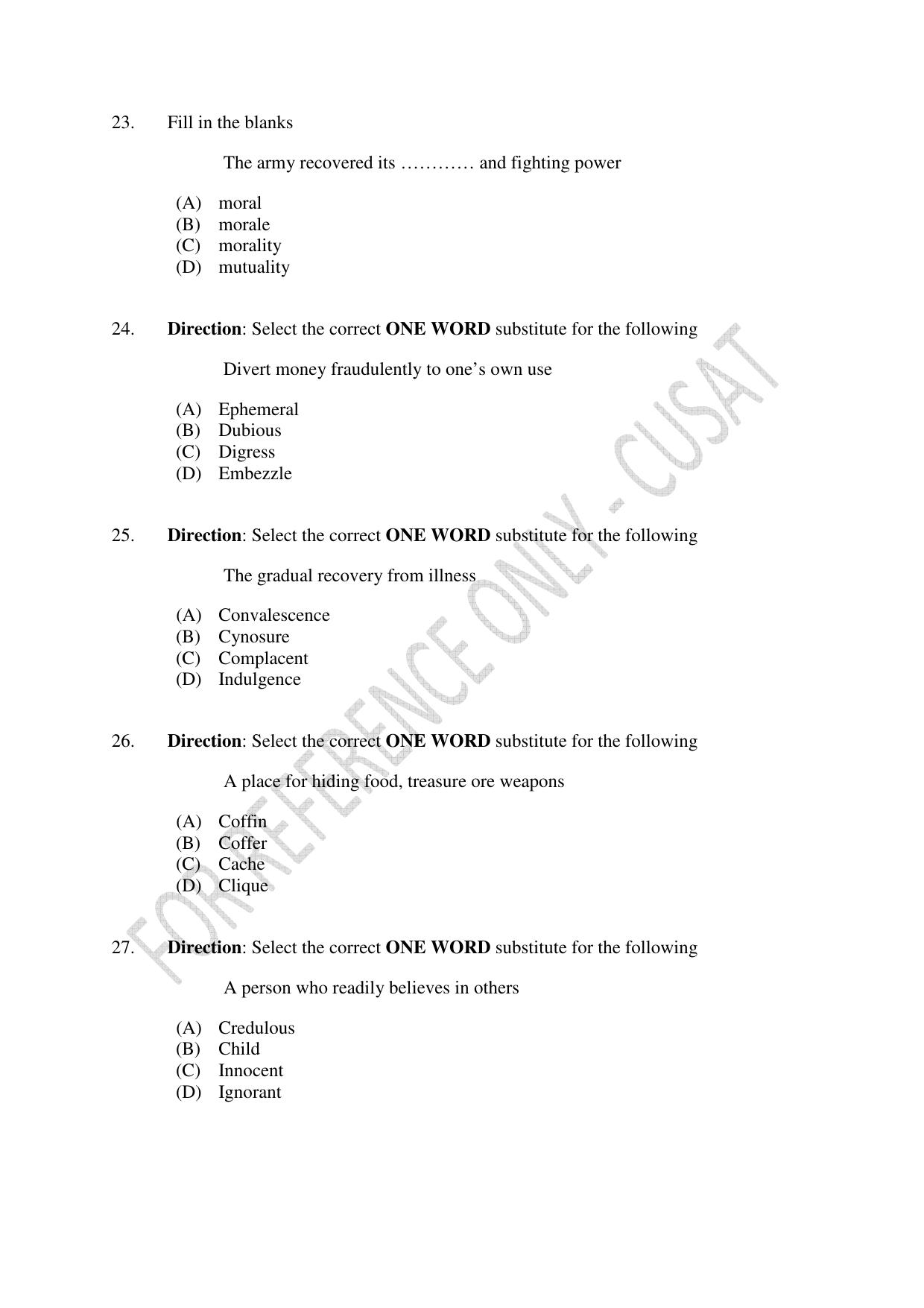 CUSAT CAT 2023 IP IPR PHD Question Paper - Page 6