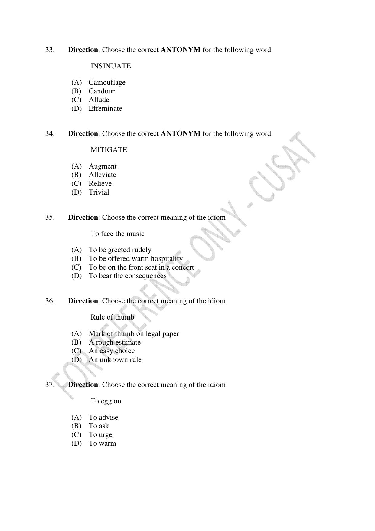 CUSAT CAT 2023 IP IPR PHD Question Paper - Page 8