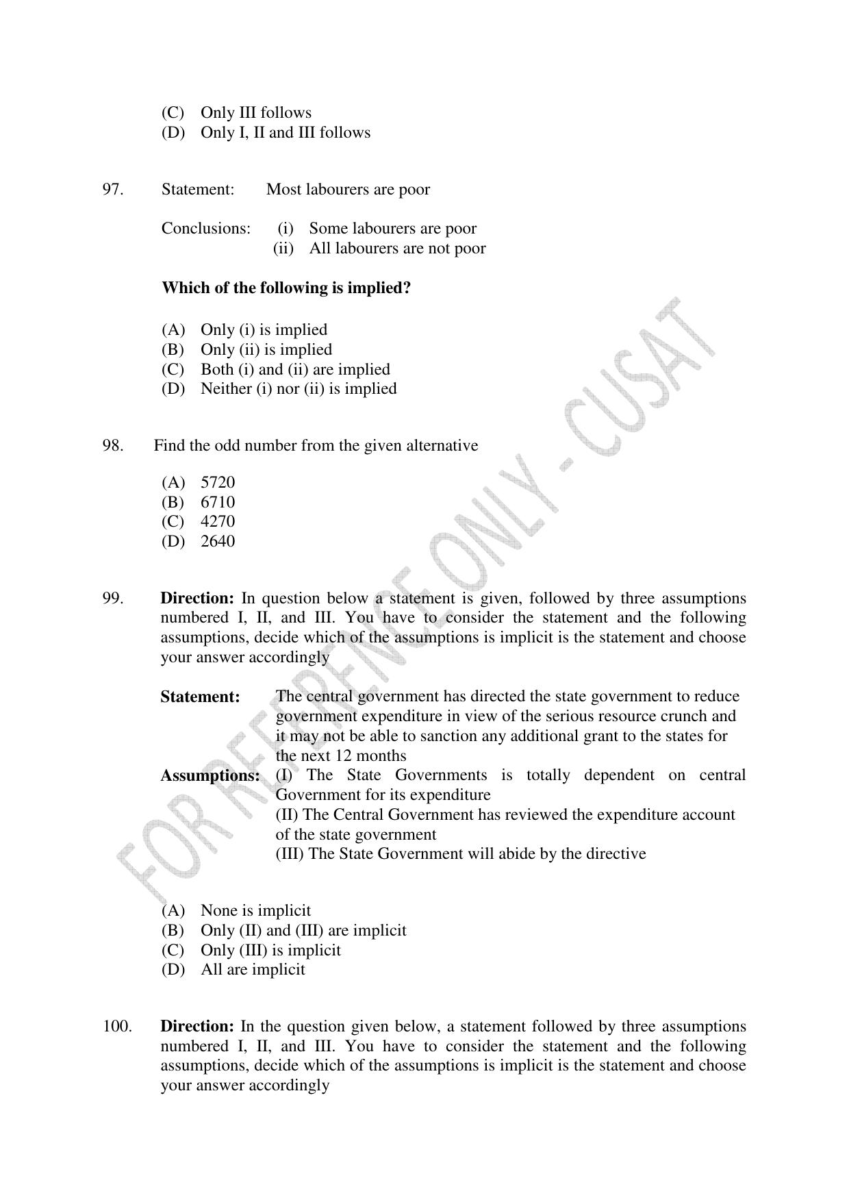 CUSAT CAT 2023 IP IPR PHD Question Paper - Page 21