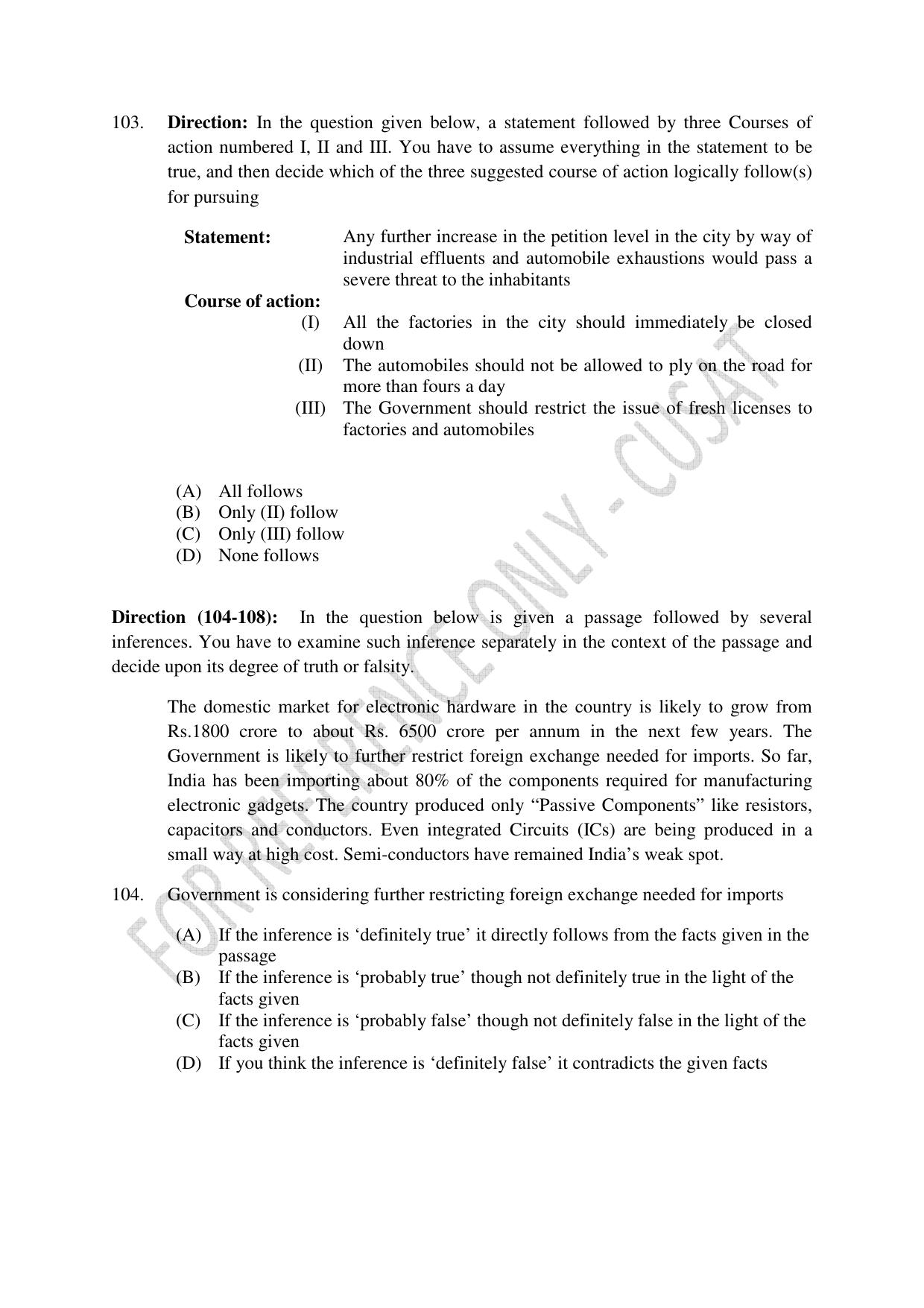 CUSAT CAT 2023 IP IPR PHD Question Paper - Page 24